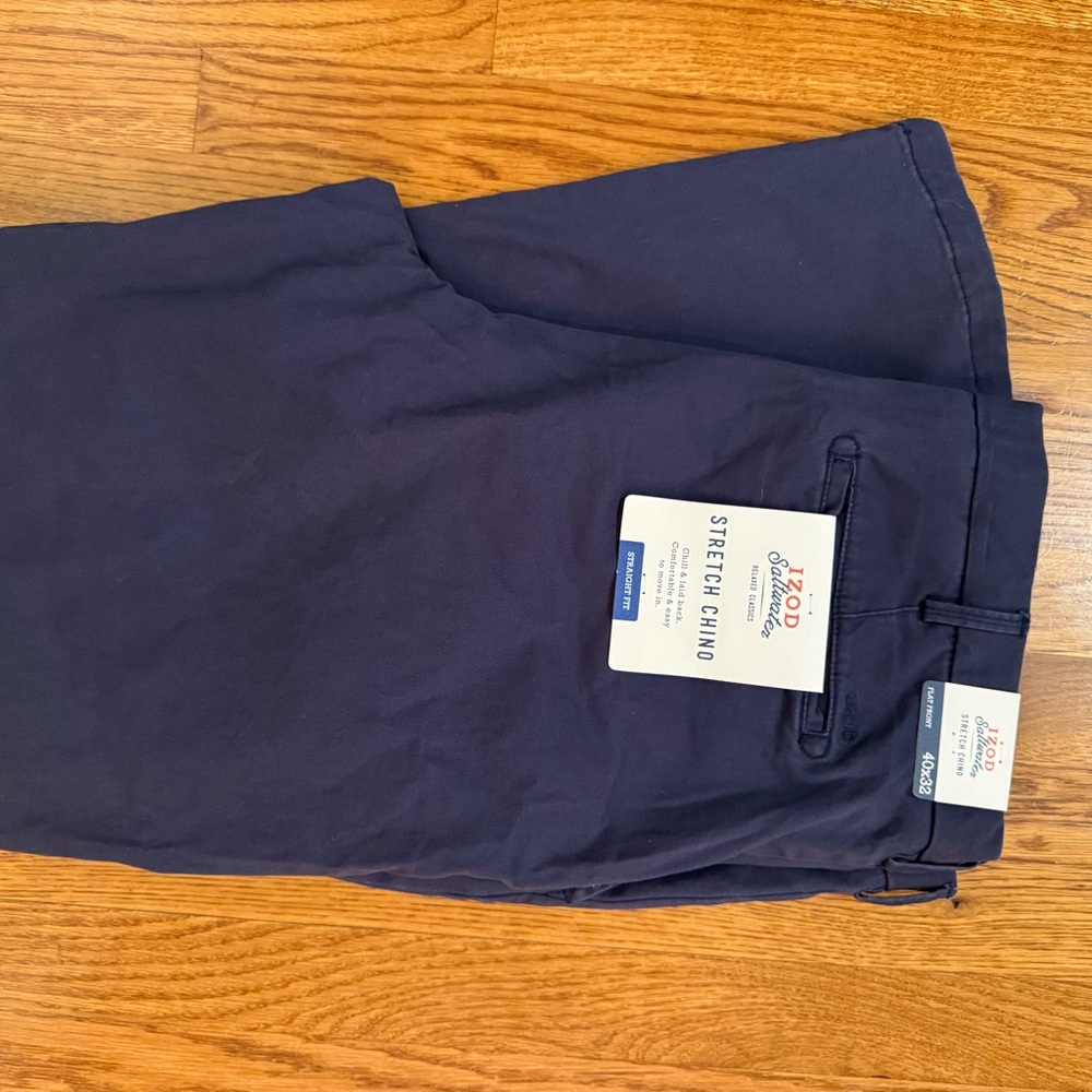 Izod Men's Dark Blue Stretch Chino Pants